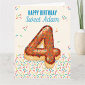 Carte d'anniversaire 4e avec design de beignes au (Devant)