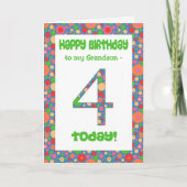 Carte d'anniversaire 4e pour Grandson, Bright et B (Devant)