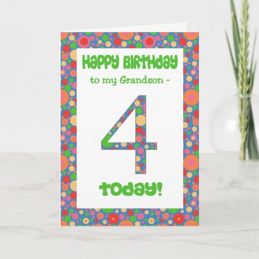 Carte d'anniversaire 4e pour Grandson, Bright et B (Devant)