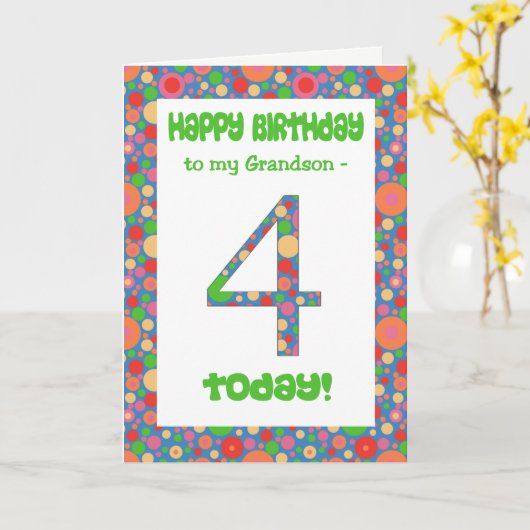 Carte d'anniversaire 4e pour Grandson, Bright et B (Fleur jaune)