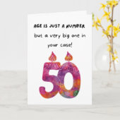 Carte d'anniversaire 50 ans Age est juste un nombr (Fleur jaune)