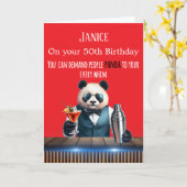 Carte d'anniversaire 50 ans drôle de Panda (Fleur jaune)