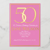 Carte d'anniversaire 50 ans écriture moderne rose (Recto)