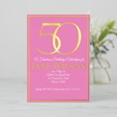 Carte d'anniversaire 50 ans écriture moderne rose (Debout devant)