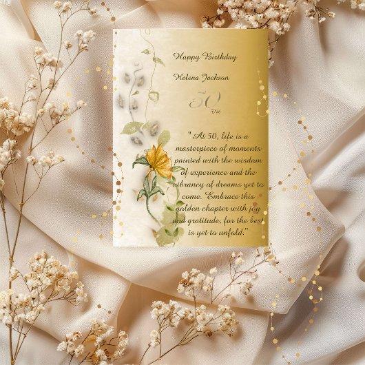 Carte d'anniversaire 50 ans en or