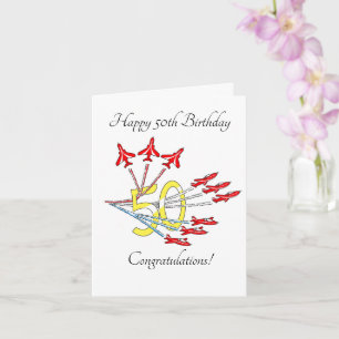 Carte d'anniversaire 50 ans Red Jet Planes