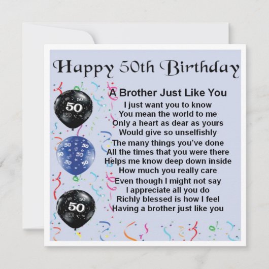 Carte d'anniversaire 50e - Frère (Devant)