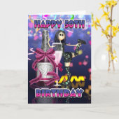 Carte d'anniversaire 50e - Poupée de Champagne Rag (Fleur jaune)
