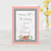 Carte d'anniversaire 50e pour un Cher Ami (Fleur jaune)