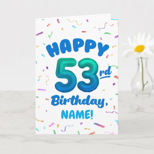 Carte d'anniversaire 53 ans avec nom personnalisé (Petite plante)