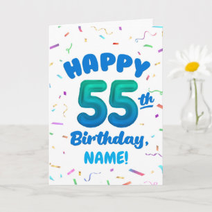 Carte d'anniversaire 55 ans avec nom personnalisé