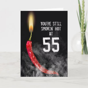 Carte d'anniversaire 55 ans Poivre Rouge Chaud
