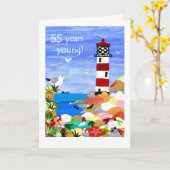 Carte d'anniversaire 55e - Phare (Fleur jaune)