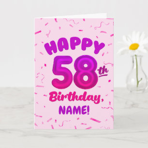 Carte d'anniversaire 58 ans avec nom personnalisé