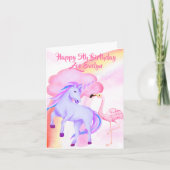 Carte d'anniversaire 5 ans Filles Licorne Arc-en-c (Devant)