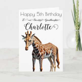 Carte d'anniversaire 5 ans Petite-fille Girafe Mig