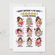 Carte d'anniversaire 5 étoiles pour femme drôle Ca