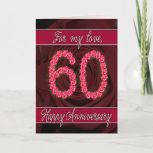 carte d'anniversaire 60 ans avec des roses et des