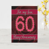 carte d'anniversaire 60 ans avec roses et feuilles (Fleur jaune)