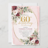 Carte d'anniversaire 60 ans Luxe Boho Marron Doré (Devant)
