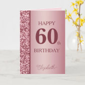 Carte d'anniversaire 60 ans Rose Gold (Fleur jaune)