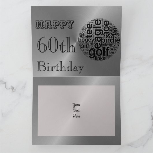 Carte d'anniversaire 60 ans sur le thème de golf p (Intérieur)
