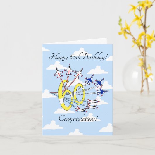 Carte d'anniversaire 60 ans Thunderbirds Ciel Bleu (Fleur jaune)