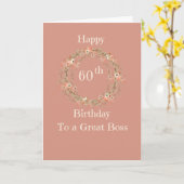 Carte d'anniversaire 60e pour Boss, Peach Floral W (Fleur jaune)