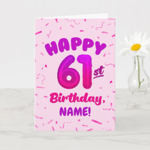 Carte d'anniversaire 61 ans avec nom personnalisé