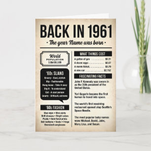 Carte d'anniversaire 65 ans, 1961 Retour en arrièr