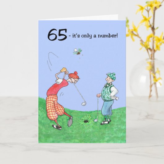 Carte d'anniversaire 65e pour un golfeur (Fleur jaune)
