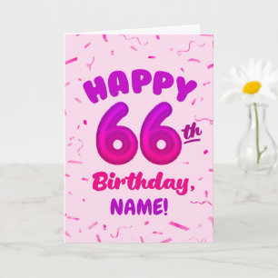 Carte d'anniversaire 66 ans avec nom personnalisé