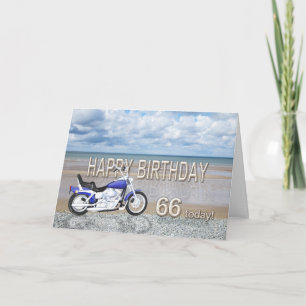 carte d'anniversaire 66 ans avec une moto