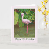 Carte d'anniversaire 68e avec Flamant rose rose (Fleur jaune)