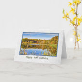 Carte d'anniversaire 69e avec reflets du lac (Fleur jaune)