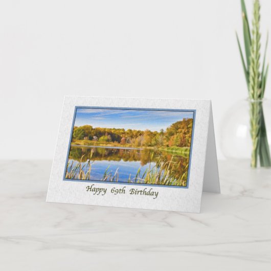 Carte d'anniversaire 69e avec reflets du lac (Devant)