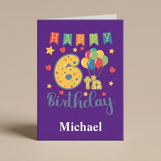 Carte d'anniversaire 6 ans joyeux
