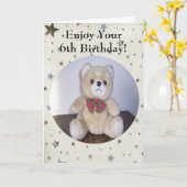 Carte d'anniversaire 6 Teddy Bear Design (Fleur jaune)