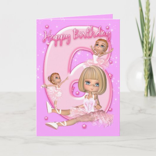 Carte d'anniversaire 6e avec Ballerina mignonne (Devant)
