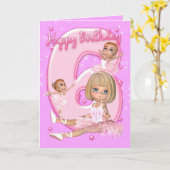 Carte d'anniversaire 6e avec Ballerina mignonne (Fleur jaune)