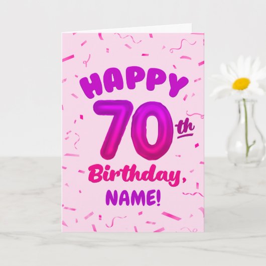 Carte d'anniversaire 70 ans avec numéro et nom per (Petite plante)
