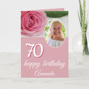 Carte d'anniversaire 70 ans avec photo de fleur ro