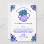 Carte d'anniversaire 70 ans Floral Teapot Shower p (Devant)