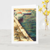 Carte d'anniversaire 70e - Bateaux bleus (Fleur jaune)