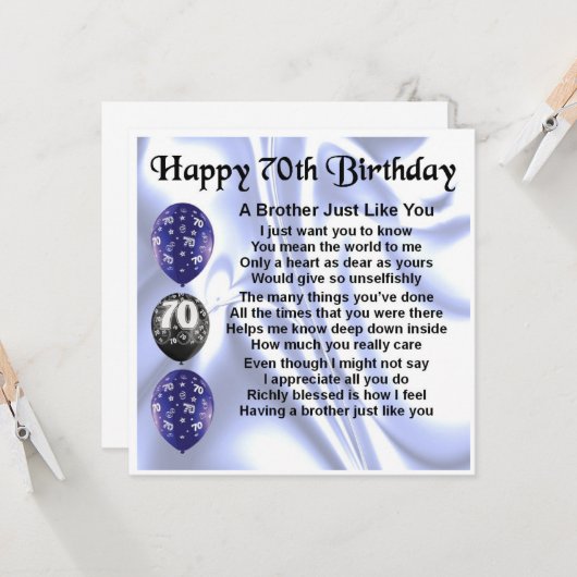 Carte d'anniversaire 70e - Frère (Devant/Arrière en situation)