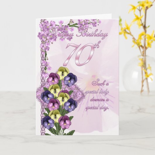Carte d'anniversaire 70e pour une dame spéciale (Fleur jaune)