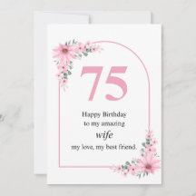 Carte d'anniversaire 75 ans pour femme Fleur rose