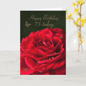 Carte d'anniversaire 75e avec une rose rouge class (Fleur jaune)