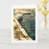 Carte d'anniversaire 75e - Bateaux bleus (Fleur jaune)