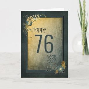 Carte d'anniversaire 76 ans en or vintage